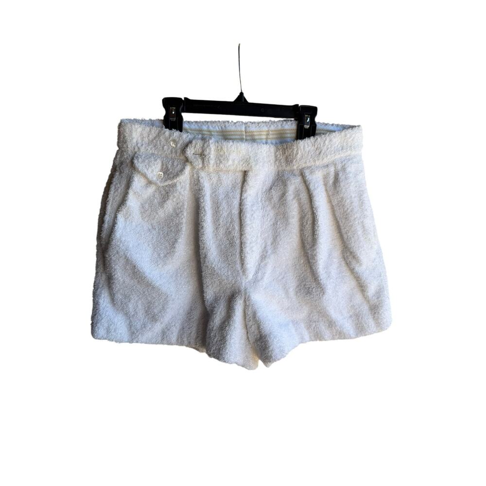 Polo by Ralph Lauren High Waist White Terry Cloth Preppy Belted Shorts Size 32